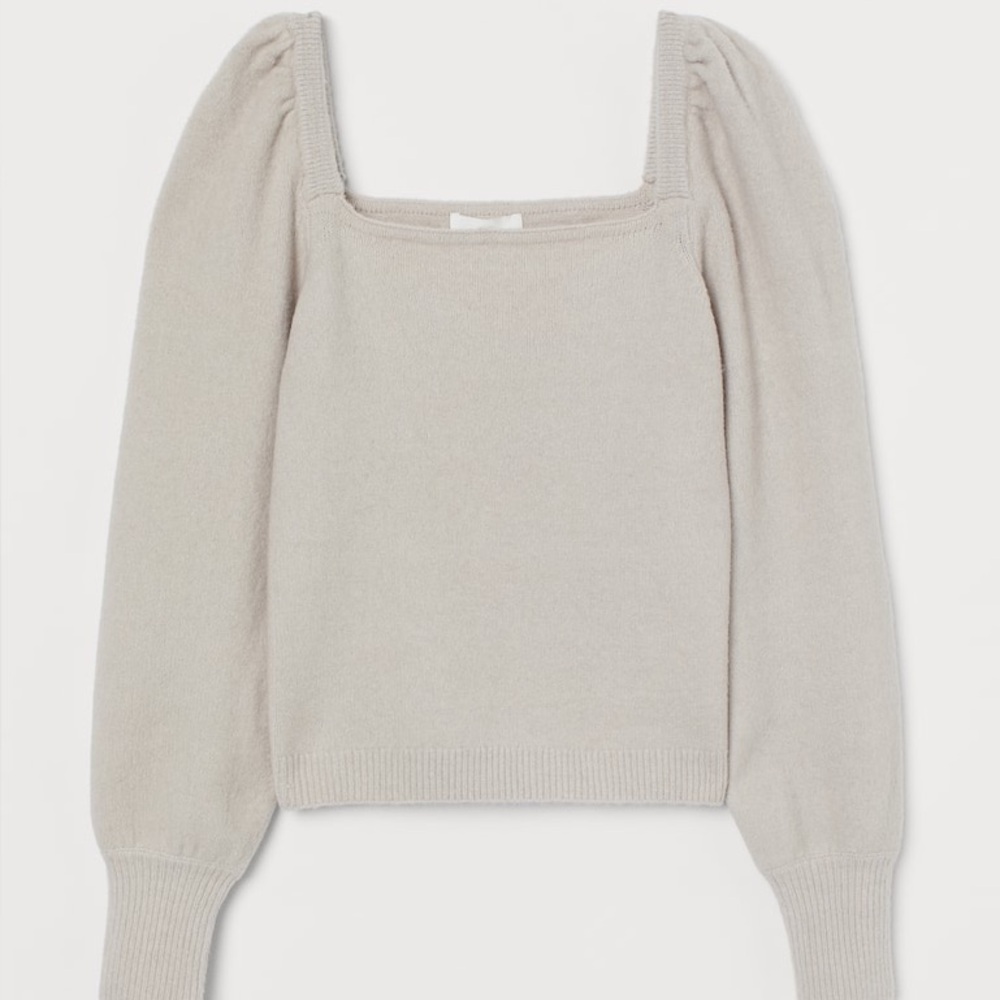 H&M Taupe Square Neck Long Sleeve Sweater